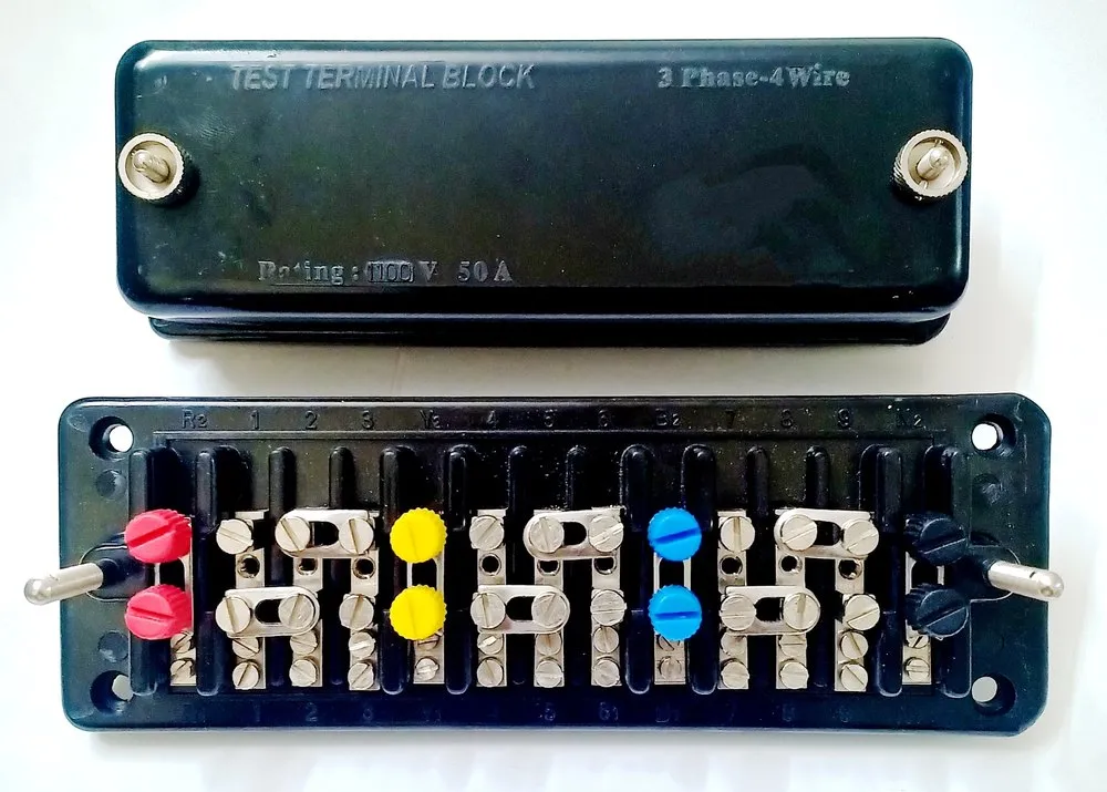 Test terminal block for electrical testing and metering